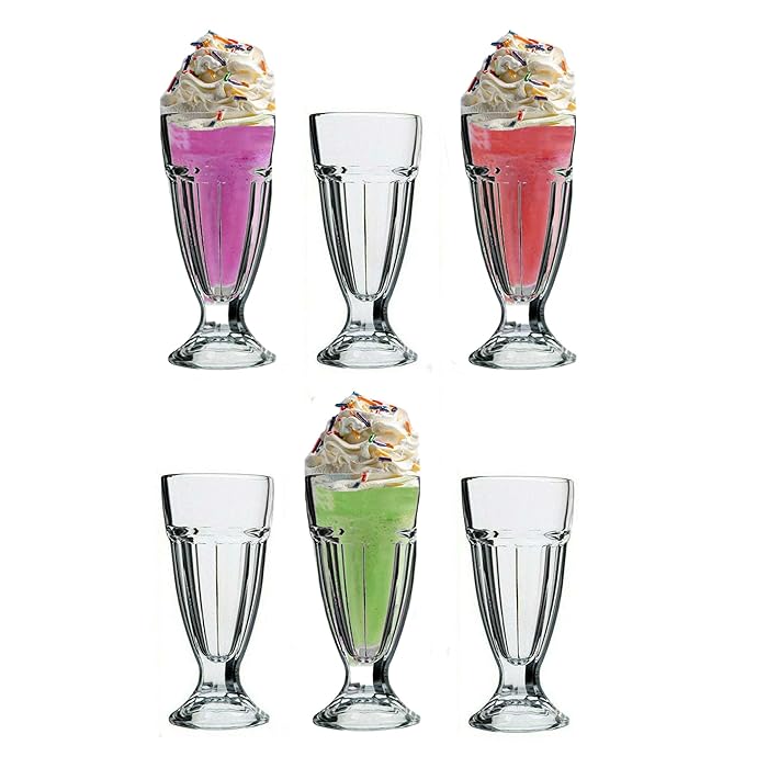 Buy Set of 6 Milkshake Soda Glasses 300ml Knickerbocker Glory Dessert