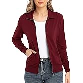 WUDODO Women's Zip up Sweatshirt Jacket Stand Collar Hoodless Running Sweatshirt with Pockets