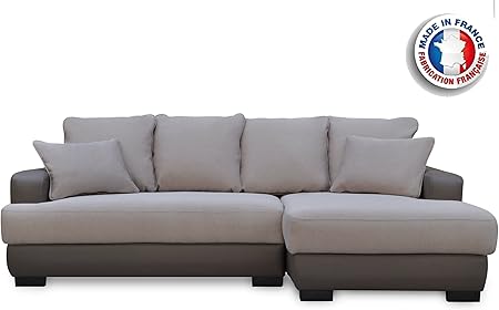 Canape Lit Canape D Angle Convertible Reversible Creme Marron