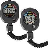 2 Pack Sports Stopwatch Timer, Single Lap Split Digital Stop Watch for Sports Kids Coaches Swimming Running