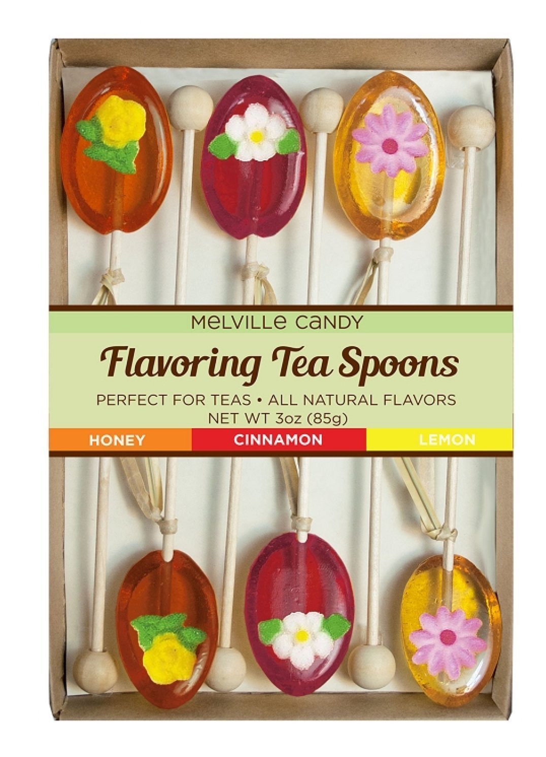 Melville Candy All Natural Tea Honey Spoons & Lollipops