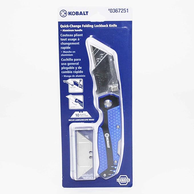 Kobalt Utility Knife & 11 Blades, Foldable Speed Release