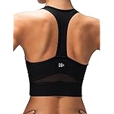 Yvette Thin Racerback Mesh Splicing Yoga Bra with Fixed Pads Lightweight Soft Low Impact Sports Bra