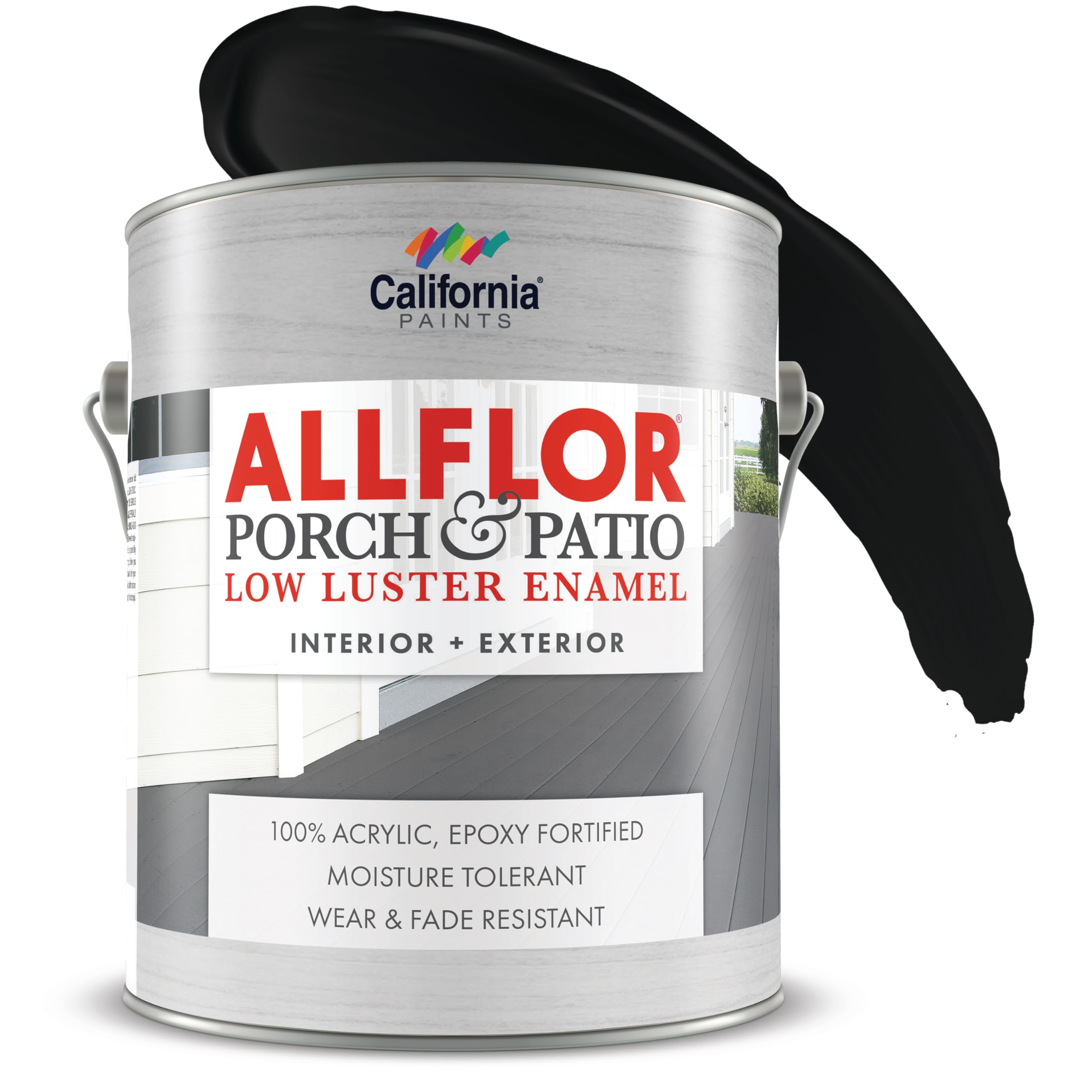 CALIFORNIA PAINTS ALLFLOR Porch, Patio and Floor Enamel Paint, Black, 1 Gallon, Extremely Durable Water-Based Formula, Ideal for Patios, Pool Decks, Basements & More Image