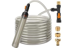 hygger Bucket-Free Aquarium Water Change Kit Metal Faucet Connector Fish Tank Vacuum Siphon Gravel Cleaner with Long Hose 25FT Drain & Fill