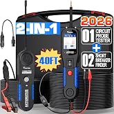 V200 Pro Automotive Circuit Tester, 12-24V Power Circuit Probe Tester | Electrical Short &amp; Open Circuit Breaker Finder, Wire Tracer, AC/DC Voltage Resistance Current, Trailer Light Test, 40FT Cord