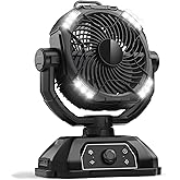 Rechargeable Camping Fan 30000mAh with RGB Lantern, 0-100 Wind Speeds Portable Battery Operated Oscillating with LED Display, 360° Airflow Tent Beach Cordless Travel Fans for Outdoor Home Office
