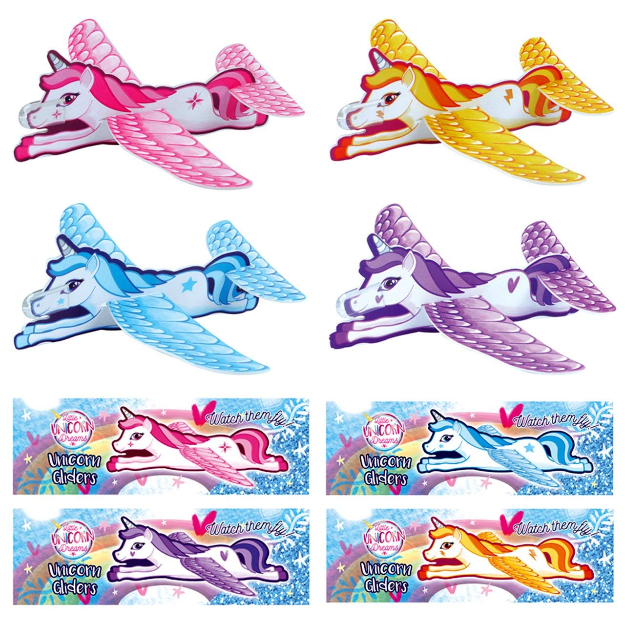 Henbrandt 24 x Unicorn Gliders Perfect For Kids/Girls Party Loot Goody Bags - Mix Of Colours