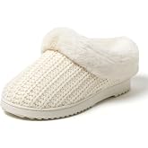 Dearfoams Women's Memory Foam Cozy Soft House Slippers Gifts for Women Hannah Knit Clog House Shoes