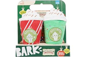 BARKBOX BARK FA la la la Lattes Holiday Plush Toy – 2-Part Squeaky & Crinkly Fun Dogs, Perfect for Play & Photo Ops