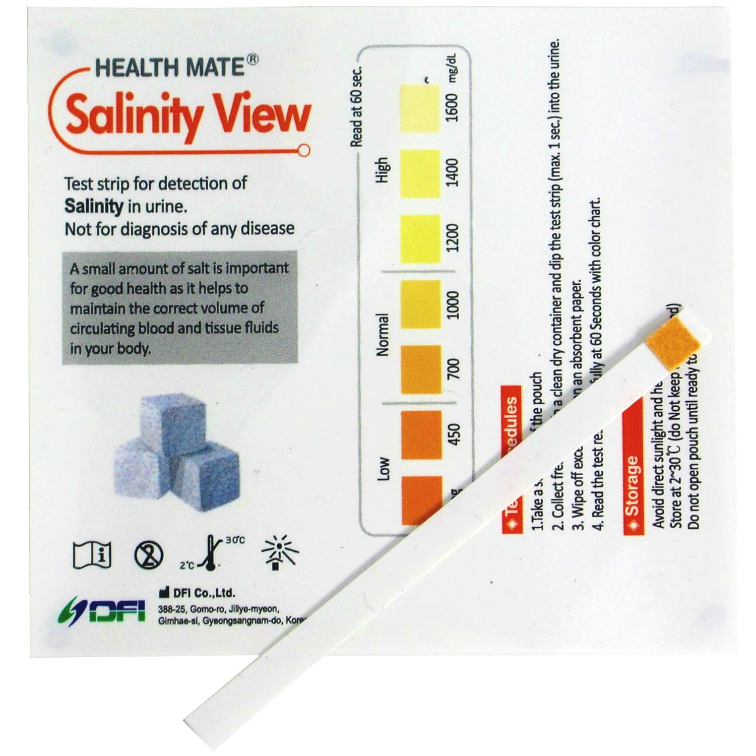 HealthMate Home Salinity Salt Urine Tests 10 Strips