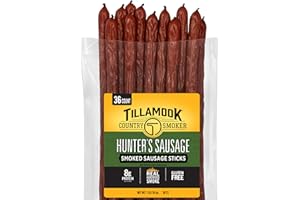Tillamook Country Smoker Smoked Sausage, Hunter's Sausage, 16 Ounce (36 Count Meat Sticks Bulk Pack) Real Hardwood Smoked, Low Carb, High Protein Ready to Eat Keto Snack