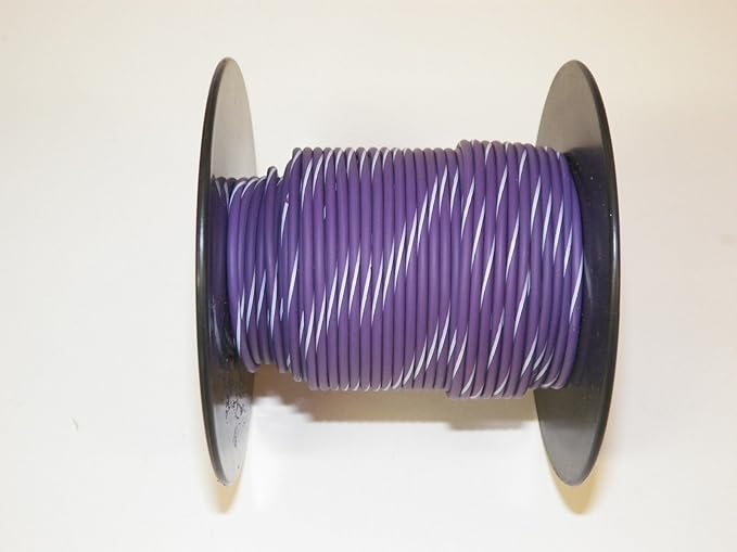 Amazon.com: Violet/White Striped, 18 GA AWG GXL Wire, 100' Spool, For