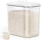 TBMax Large Rice Container 25 Lbs with Easy-Carrying Handles -12.7 Qt Flour Storage Container with Pop Up Lid & Hanging Hooks for Cleaner Use, Airtight Food Storage Bin for Kitchen Organization