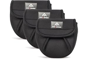 PFILERSO PFIERSO 3Pcs Fishing Spinning Reel Covers Bag Baitcasting Trolling Fishing Reel Protective Case Pouch Sleeve Gloves Fishing Bags Fits 1000-8000 Series Reel 3Size (Meidum-3Pack)