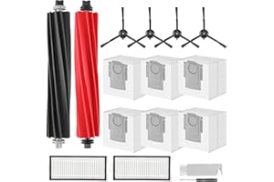 VIEWALL 15 Pack Accessories Kit Replacement Compatible with Roborock Q5 Max+ / Q5 DuoRoller+ Robot Vacuum, 1 Dual Main Brush,4 Side Brush,2 HEPA Filter,6 Dust Bags,1 Cleaning Brush,1 Screwdriver (Not for Q5)