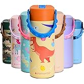 Elemental Insulated Kids Water Bottle, Stainless Steel Water Bottle with Straw Lid & Pop-It Handle, Leak-Proof Water Bottles for School, Boys or Girls, Travelling and Sports, 18oz - Dino Rage