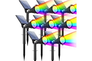 WELALO Solar Spot Lights Outdoor Color Changing, 8 Pack/7 Modes Solar Lights Outdoor Waterproof 180° Adjustable Multicolor RGB Landscape Spotlights Outside for Halloween/Christmas Yard Garden Pathway