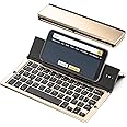 Geyes Folding Bluetooth Keyboard, Wireless Foldable Keyboard with Portable Pocket Size, Aluminum Alloy Housing, Carrying Pouch, for iPad, iPhone, and More Tablets, and Smartphones(Gold)