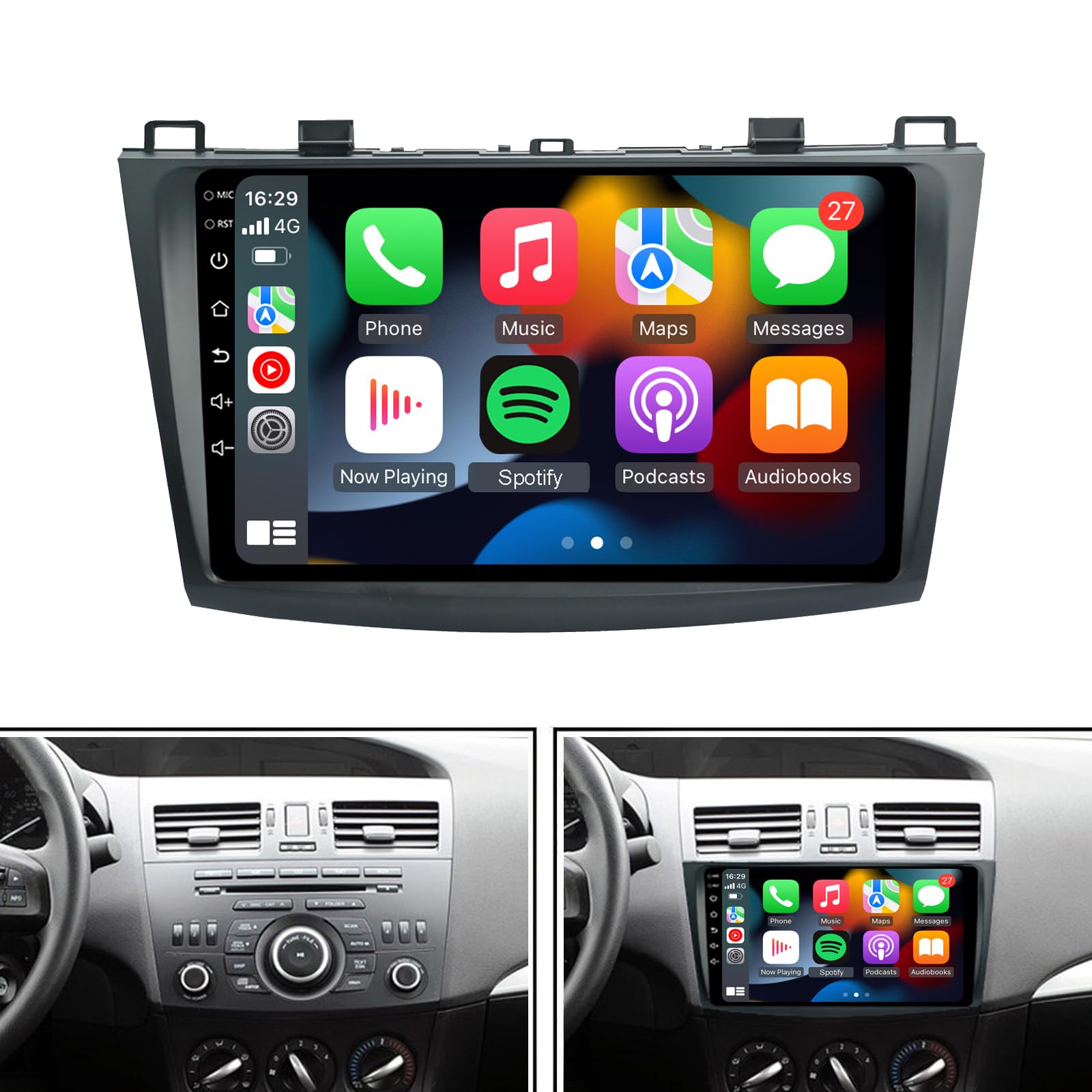 Photo 1 of for 2010-2013 Mazda 3 Radio,Android 10.1 Car Stereo GPS Navigation Bluetooth USB Player 2G RAM 32G ROM Mirror Link Player EZoneTronics