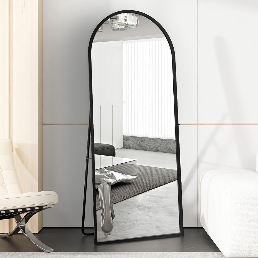 Beauty4U Full Length Mirror 180x80cm Arched Top Black Aluminum Frame