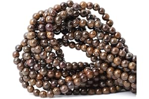 CHEAVIAN 60PCS 6mm Natural Bronzite Gemstone Round Loose Beads for Jewelry Making DIY Handmade 1 Strand 15"