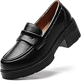 TKKAE Loafers for Women Women's Penny Platform Chunky Loafers Slip-Ons Comfortable Business Casual Dress Office Work Shoes for Ladies