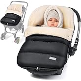 Orzbow Winter Baby Car Seat Cover, Universal Car Seat Bunting Bag for Babies with Adjustable Zipper, Removable Car Seat & Stroller Footmuff to be Blanket, Carseat Cover with Warm Berber Fleece, Black