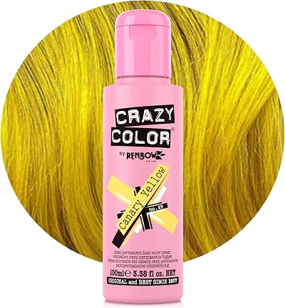 Crazy Color Canary Yellow 49 Semi-Permanent Hair Dye 100ml Renbow