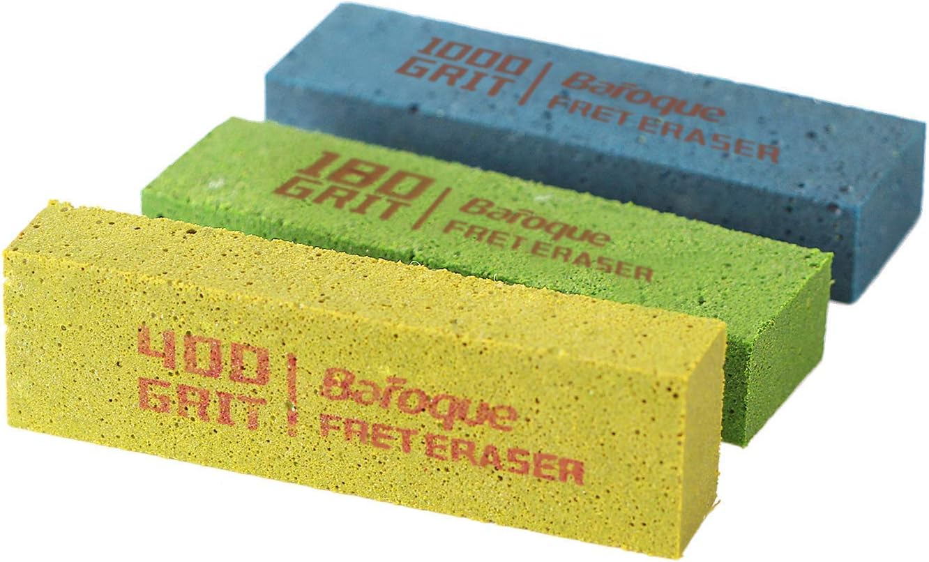 Fret Erasers180 & 400 & 1000 Grit, Abrasive Rubber Blocks Fret