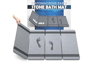 WALL QMER Foldable Stone Bath Mat, Fast Drying and Non-Slip Natural Diatomaceous Earth Mat, Multifunctional Eco-Friendly Stone Mat for Bathroom, Kitchen, 24.50" x 15.35", Light Gray