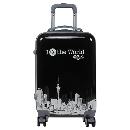 Tramp & Badger 360 Degree Rotating Wheels, I The World My Style Printed Pattern Multicolour Polycarbonate Non-Breakable 24 Inch Trolley Bag (Cabin)