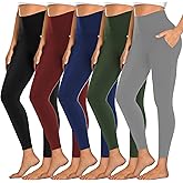 Dimore 5 Pack Women's Leggings with Pockets, High Waisted Workout & Yoga Pants for Tummy Control, Non See-Through for Gym