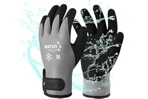 DULFINE 100% Waterproof Winter Work Gloves for Men and Women,Foam Latex Coated and Thermal Insulated Gloves for Cold Weather