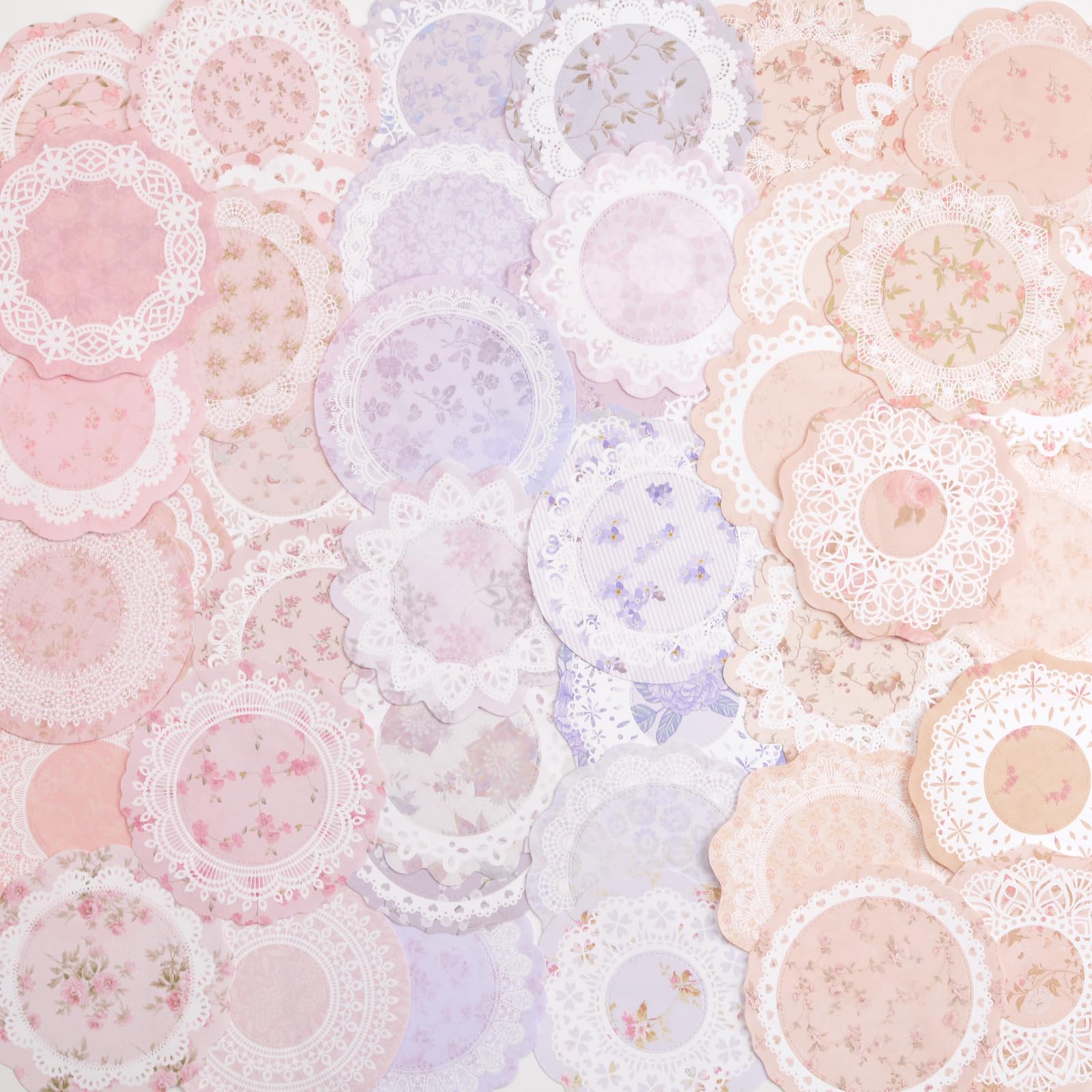 URROMA Flower Scrapbook Papers, 90 Sheets Floral Scrapbooking Paper Craft Junk Journal Supplies Vintage Journaling Decoupage Supplies Paper, Pink Purple Apricot