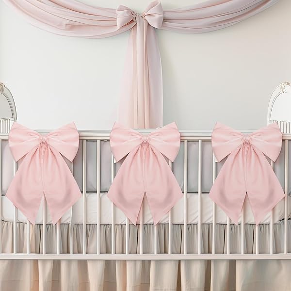 Riceshoot Large White Crib Bows (11x16 Inches) - Coquette Nursery Decor, Washable Polyester, Pack Of 2 - View #7