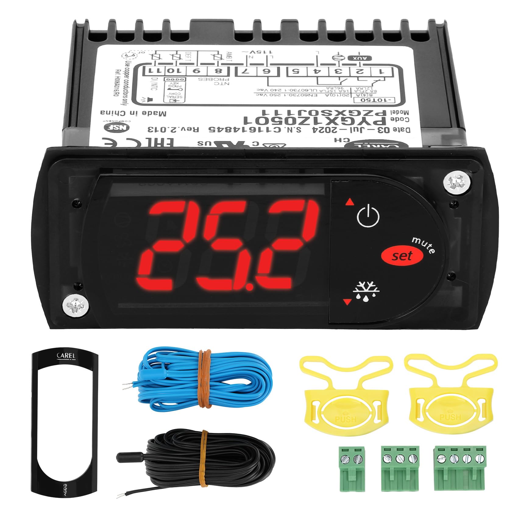 Photo 1 of Upgraded PZGXS0J111 Temperature Thermostat with 2 * 10FT NTC Probe Sensors 115V with Sensitive Terminal Blocks?Clips, Plugs and Manual Instruction?Replacement for Carel and All Refrigerator Types