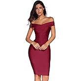 meilun Women's Rayon Off Shoulder Bandage Bodycon Party Dress