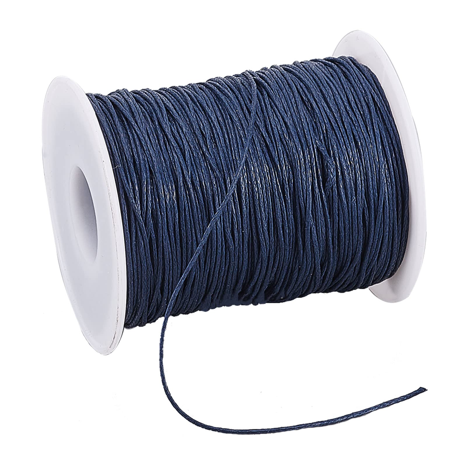 PandaHall 100 Yards 1mm Waxed Cotton Cord Jewellery Beading Thread Blue Waxed String for Bracelet Necklace Jewellery Making Repair DIY Crafts Macrame Project
