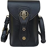 Larswon Belt Pouch, Renaissance Bag Medieval Leather Ren Faire Accessories Small Crossbody Belt Bag Cell Phone Pouch Renaissance Belt (Black - Fairy)