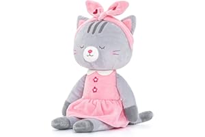 Lazada Stuffed Cat Dolls Animal Kitty Plush Toy Baby Girl Gifts Gray with Hair Band 16"