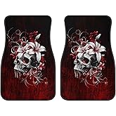 KEIAHUAN Gothic Skull Car Floor Mats Rubber Backing Non-Slip Car Carpet 2-Piece All-Weather Water Absorbent Auto Interior Rugs Fit for Most Sedan/SUV/Truck