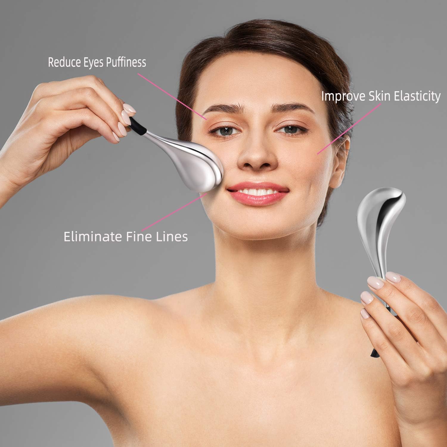 Pfefe Ice Globes Facial Skin Care Tools for Women Face Eyes Stainless Steel Face Beauty Cryo Sticks for Girls Ladies Cooling Spa Globes Cold Roller with Storage Case - Image 5