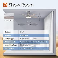 addlon Ceiling Fans with Lights, 52 inch Flush