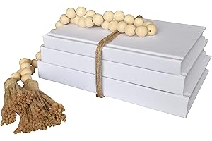 KIGAN HOME INC. Kigan Home Linen Covered Decorative Books, Set of 3 (Pearl White) - Fabric Covered Book Set Home Decor for Shelves, Fireplace Mantel, Coffee Table, Console/Bedside Table or Farmhouse Tiered Tray