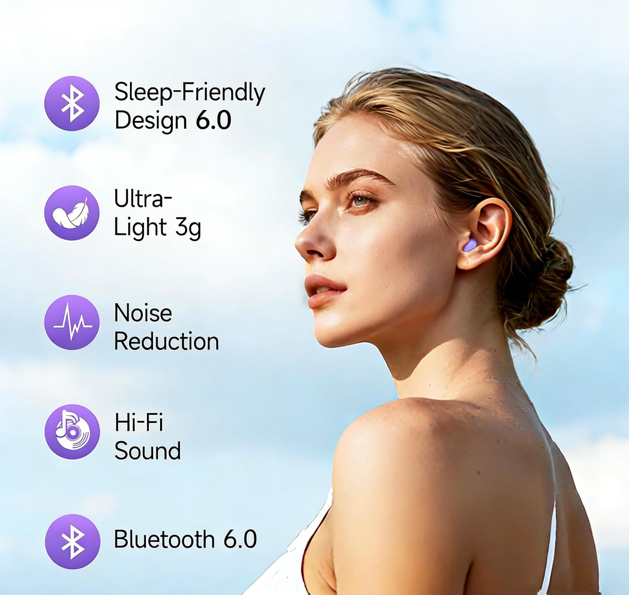 Condition photo showing As Is for sunvito sleep earbuds for side sleepers, mini invisible wireless bluetooth 6.0 micro sleep headphone