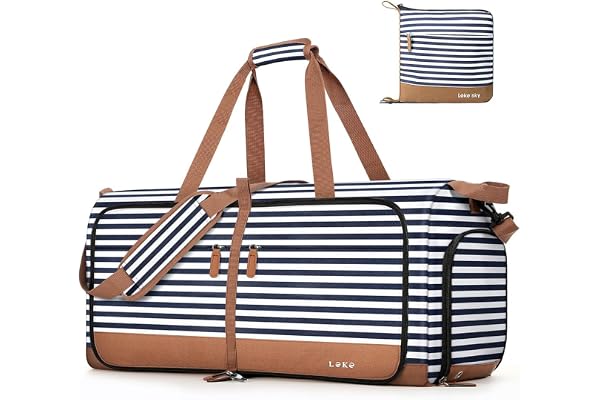 Lekesky Foldable Travel Duffle Bag for Women, 80L Large Duffel Bag with Shoes Compartment and Straps, Overnight Bag Carry On