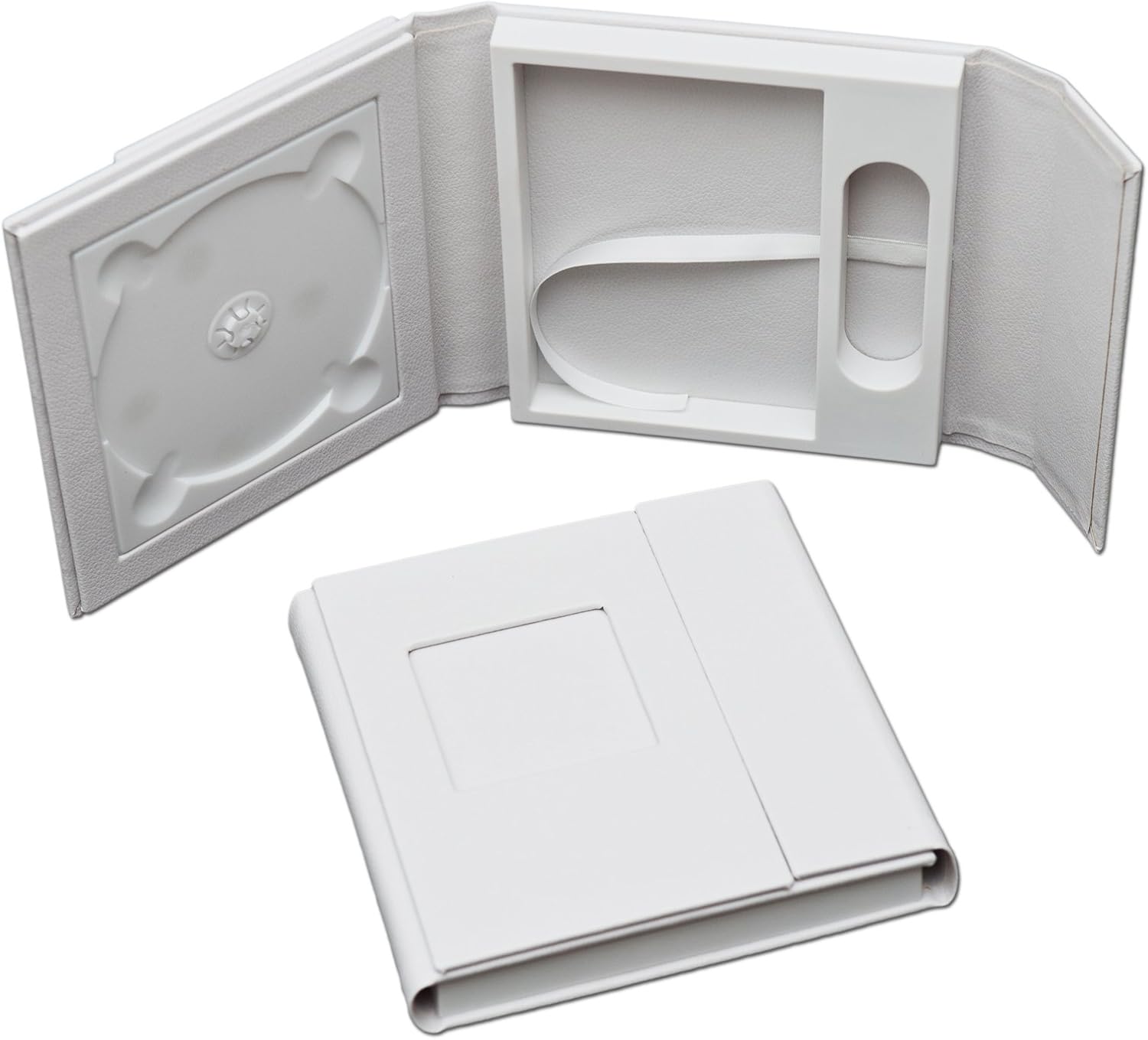 Boda de DVD/USB Case con foto caja. Piel sintética blanco.: Amazon.es: Informática