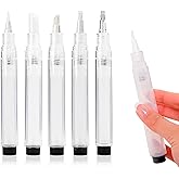 Refillable Cuticle Oil Pen – 5 Pack Empty Nail & Hair Oil Applicator Pens with Brush Tip, Reusable Beauty Pens for Hair, Lip Gloss & Essential Oils – Includes Push Sticks