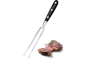 Professional Carving Fork, 30 cm Stainless Steel, Black Wood Handle, Kitchen Meat Fork for Roasting and BBQ